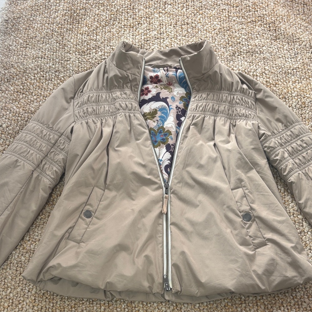 Free People Women's Tan Lightweight Zip-Front Jacket
